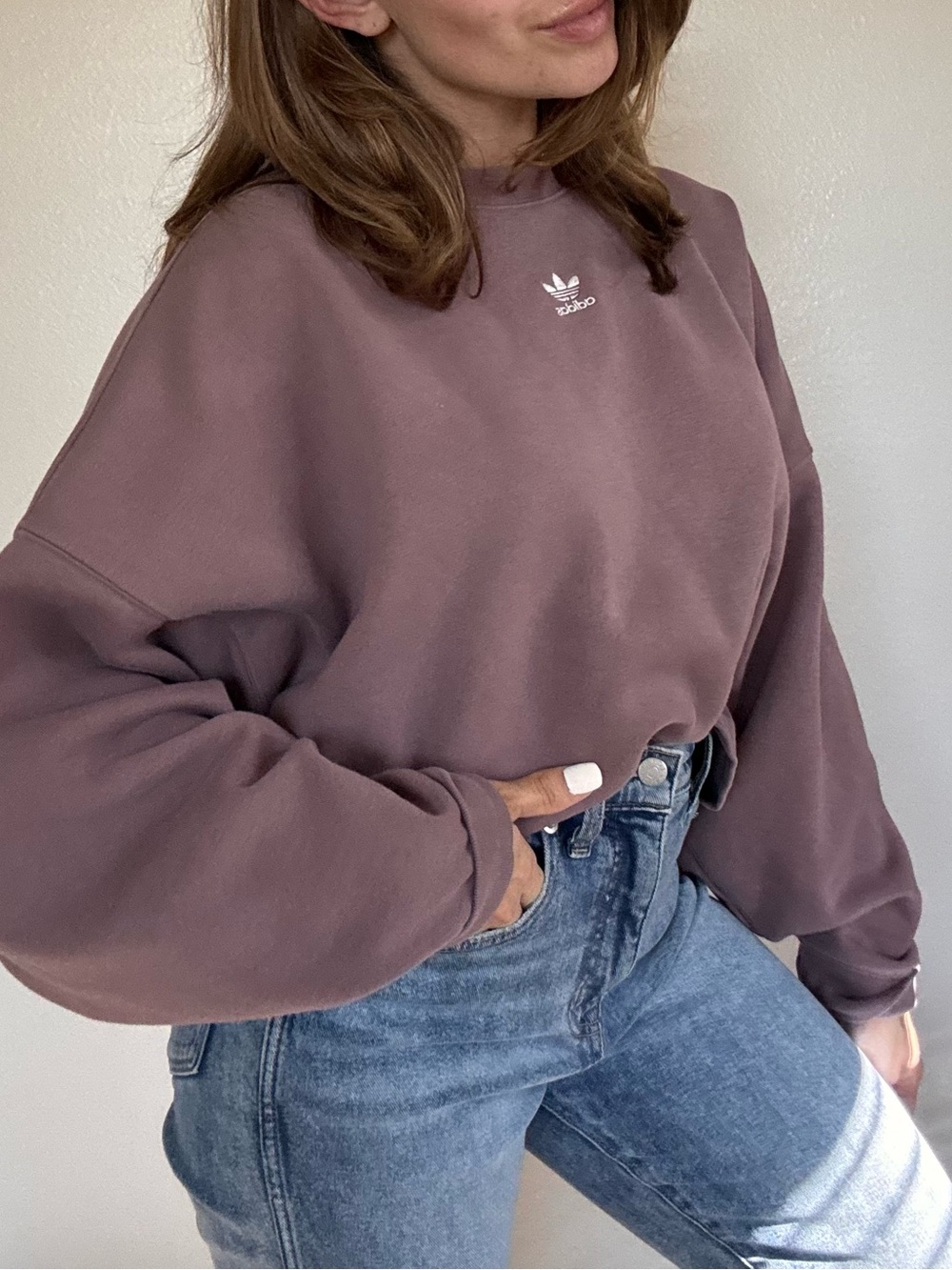 adidas Women's Mauve Crewneck Sweatshirt - Picture 2 of 6